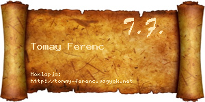 Tomay Ferenc névjegykártya